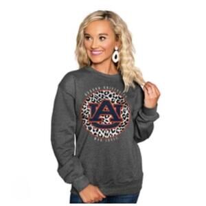 Womens L Charcoal Auburn Tigers Call the Shots Oversized Long Sleeve T-Shirt